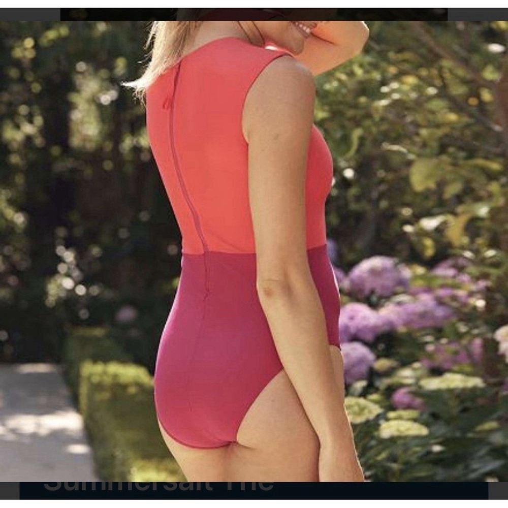 $98 Summersalt The Surf Colorblock Strawberry & Spritz One Piece Swimsuit Size16